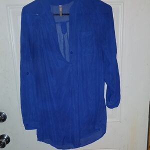Women's Blue Sheer Top